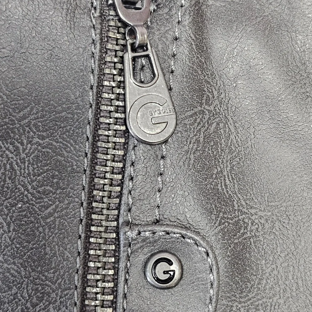 G by GUESS Tall Riding Boots Gray Faux Leather Buckle Zip Women's 7.5M